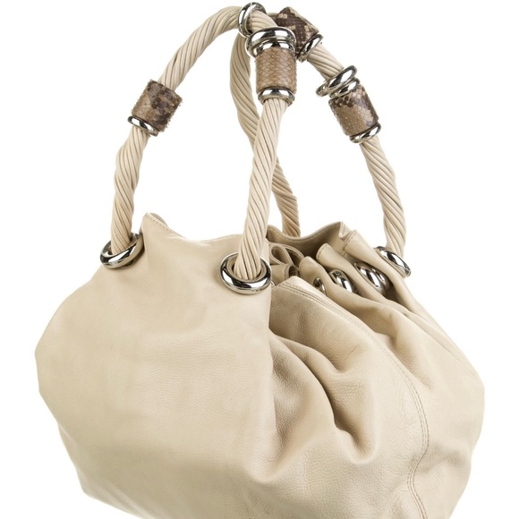 Michael Kors Top Handle Bag. Neutral Leather with Silver and Python accent. - Picture 2 of 4